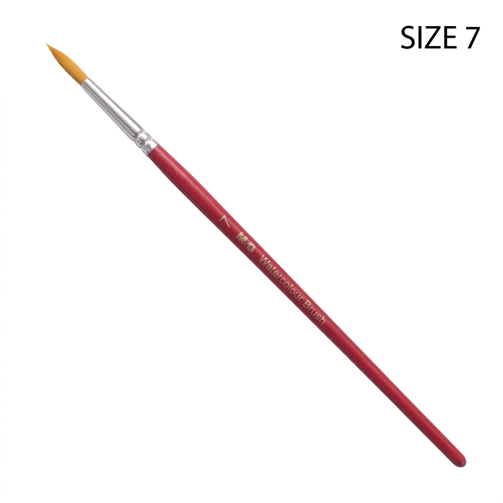 M&G watercolor round brush size 7 studio packshot with size label