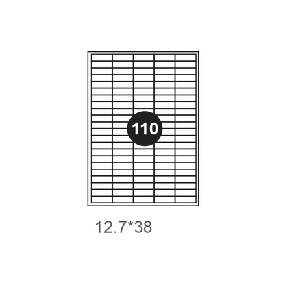 Yassin A4 Label Sheets 38×12.7mm - 110 Labels per Sheet for Laser & Inkjet Printing (6222002207209)