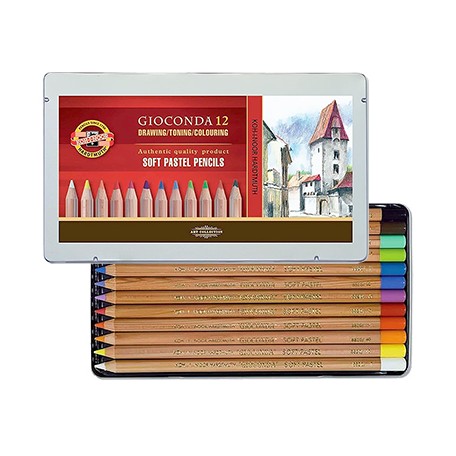 Koh-I-Noor Set of pastel pencils Gioconda 12 colors in Metal box - No:8827012005PL