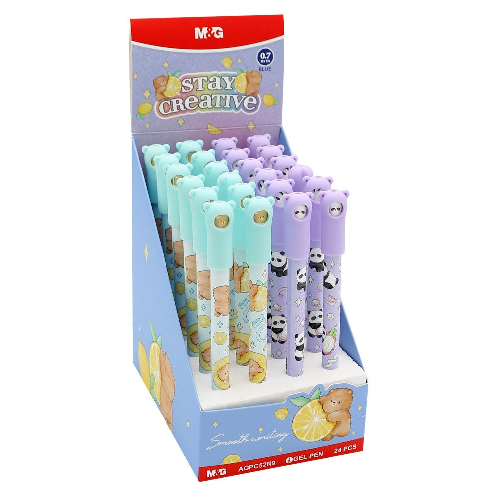 M&G Chenguang Stay Creative Gel Pen 0.7mm – Blue Ink – Cute Bear & Panda Design – 1pcs - No: AGPC52R9B