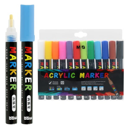 M&G Chenguang ACRYLIC MARKER 2 MM, SET OF 12 - No:APL976E1