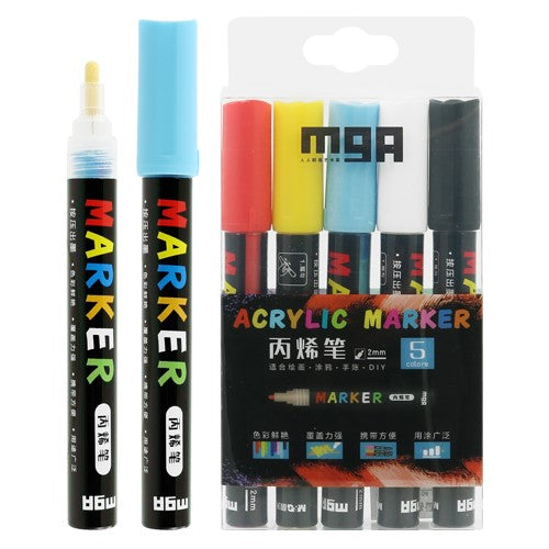 M&G Acrylic Marker 2 mm acrylic, set of 5 pcs - No:ZPLN6573
