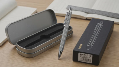 M&G Chenguang 2-in-1 Ballpoint Pen with 10cm Ruler – 0.5mm Fine Tip - No: AGPY3602