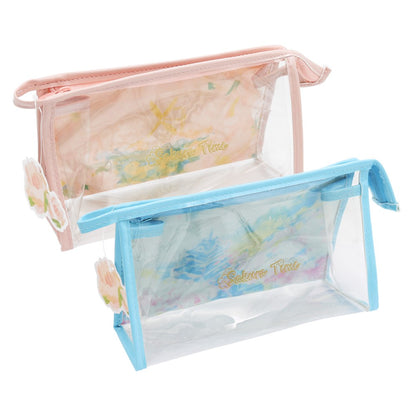 M&G Chenguang Sakura Time Transparent Pencil Case – Zippered Stationery Pouch, Assorted Colors - 1pcs - No: APB932FT