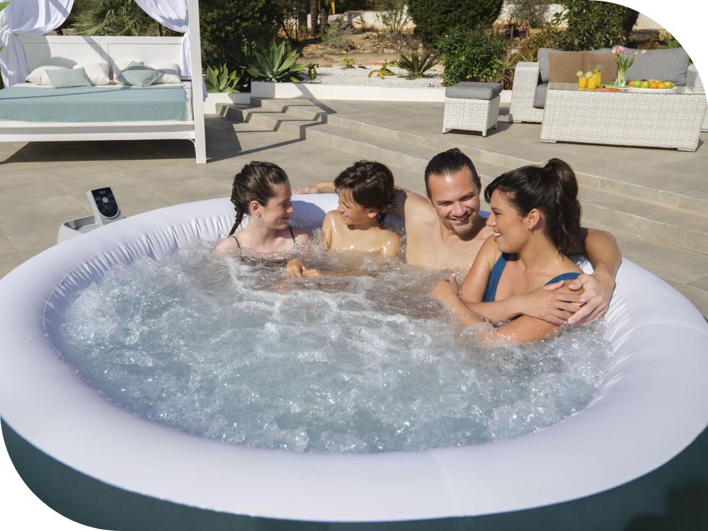 Bestway  4-6 People Tub 1.96m X 66cm Round Dark Green Miami Energy Saving Wave - No:6001D