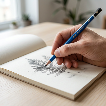 Hand sketching with the M&G professional wooden pencil in a sketchbook