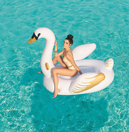 Luxury Inflatable White Swan Rider Swimming Pool Lounger Kids Adults- 1.69 m *1.69 m