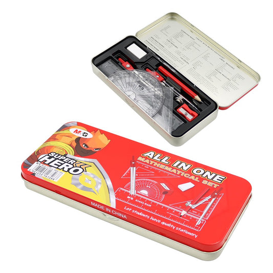 M&G Chenguang Super Hero Geometric Set All In One Metal Box - No: HARL1304