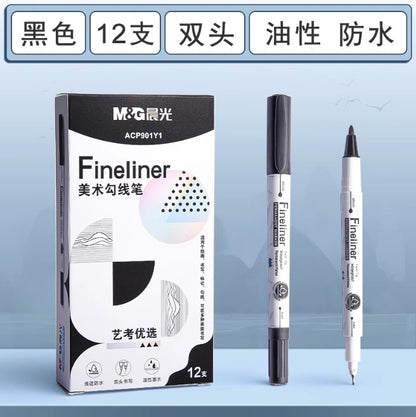 M&G Chenguang hook line pen art special 2 heads - Black - No:ACP901Y1