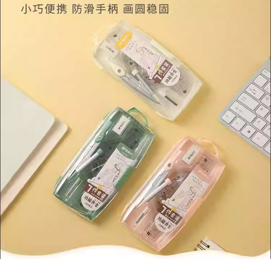 M&G Chenguang Series Wave Set Ruler Plus Compass 7pcs - No:ACS908A6 color may vary