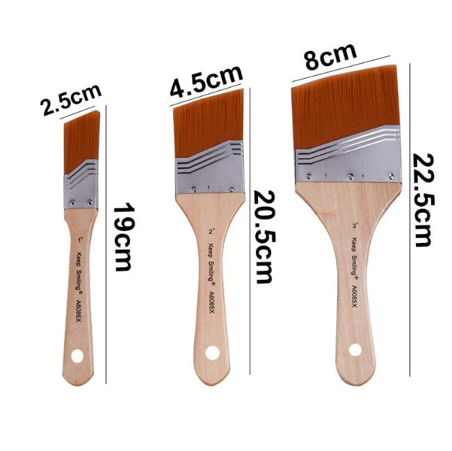 فرشاة جيسو بثلاث قطع من النايلون بمقبض خشبي - رقم المنتج: A6085X