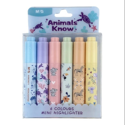 M&G Chenguang Animals Know Mini neon highlighters 6 colors - No:AHM29671