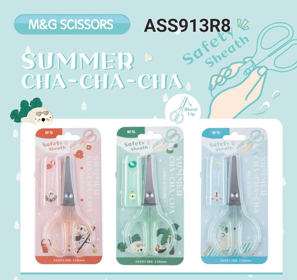M&G Chenguang Summer Cha-Cha-Cha Scissors with Safety Cover Blunt Tip 120mm  - No:ASS913R8