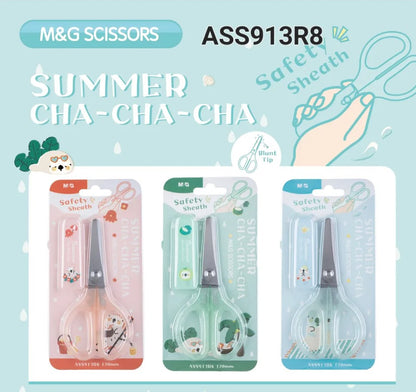 M&G Chenguang Summer Cha-Cha-Cha Scissors with Safety Cover Blunt Tip 120mm  - No:ASS913R8