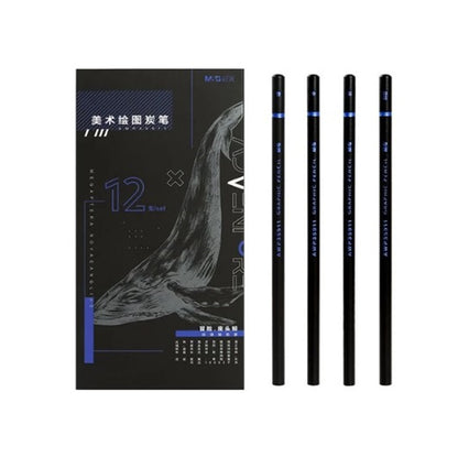 M&G Chenguang Extra Soft Charcoal Set Mixed Soft Medium Hard Studio - 12pcs - No:AWP35911