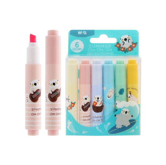 M&G Chenguang Summer Cha Cha Cha Mini Highlighter Pack of 6pcs - No:AHM29672