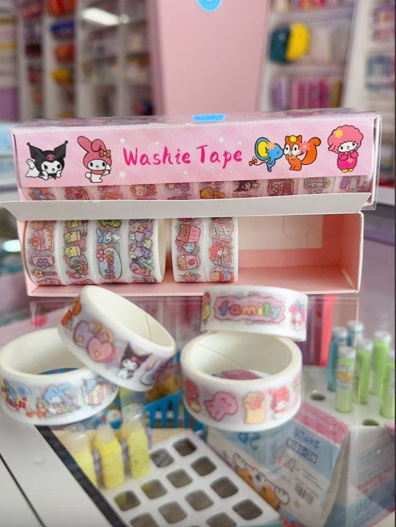 Pack of 2D STICKERS ON A ROLL Washi tape -15MM*1M-10PCS