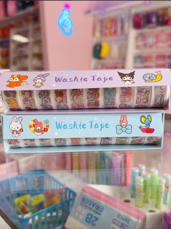 Pack of 2D STICKERS ON A ROLL Washi tape -15MM*1M-10PCS
