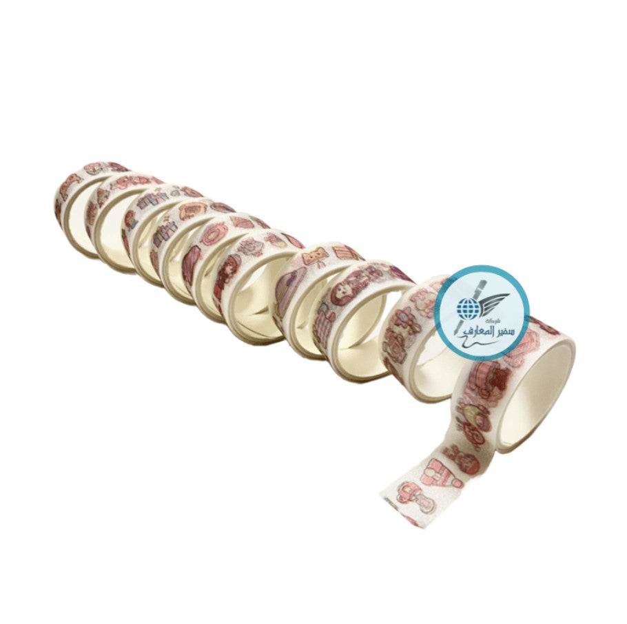 Pack of 2D STICKERS ON A ROLL Washi tape -15MM*1M-10PCS