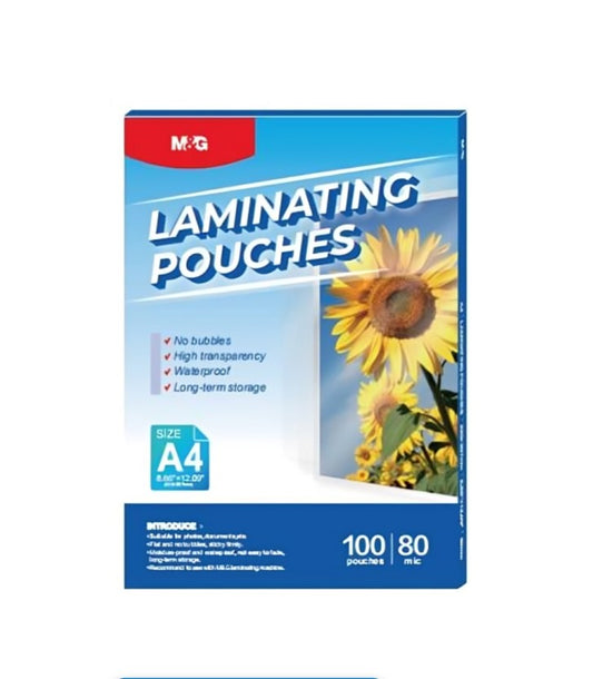 M&G Chenguang Pack of Laminating 100 Pouches 80Mic - A4 - No:ASC993P7