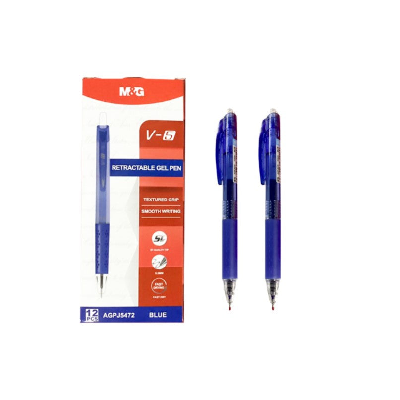 قلم جل قابل للسحب من إم آند جي تشنغوانغ - الإصدار الخامس - 0.5 مم - قطعة واحدة - رقم المنتج: AGPJ5472 - أزرق