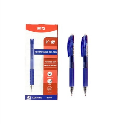 قلم جل قابل للسحب من إم آند جي تشنغوانغ - الإصدار الخامس - 0.5 مم - قطعة واحدة - رقم المنتج: AGPJ5472 - أزرق