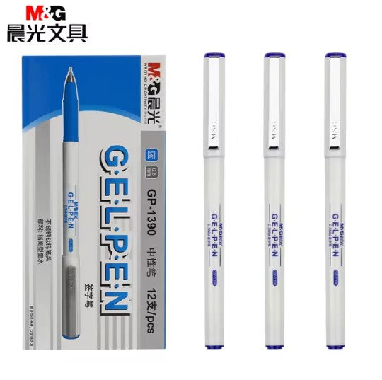 قلم جل أزرق من إم آند جي تشنغوانغ ذو مقبض أبيض - 0.5 مم - رقم: GP1390