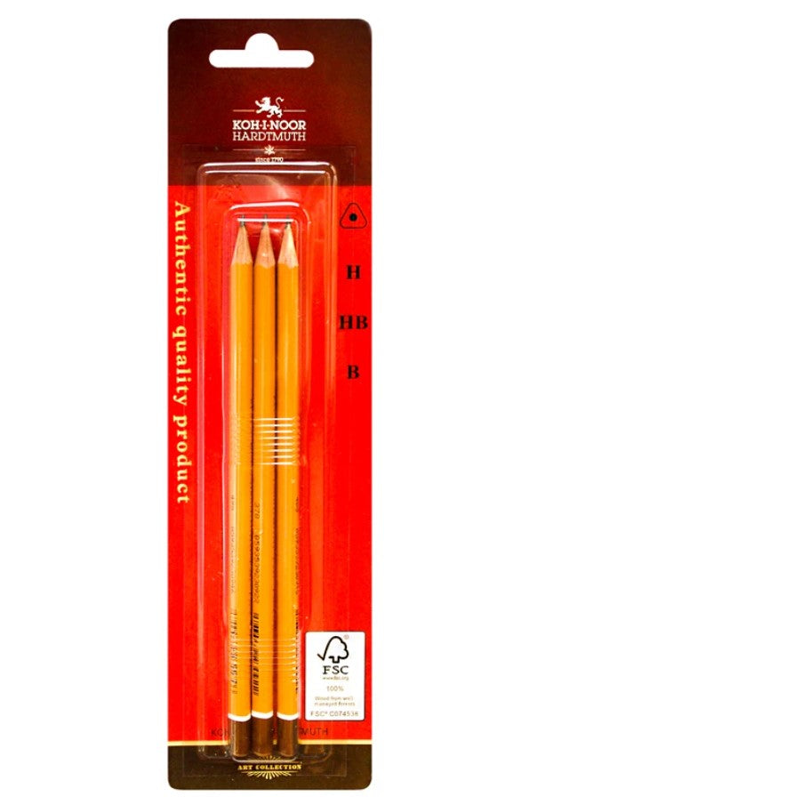 KOH-I-NOOR Pack of 3 Triangular Graphite Pencil - No:1580003001BL