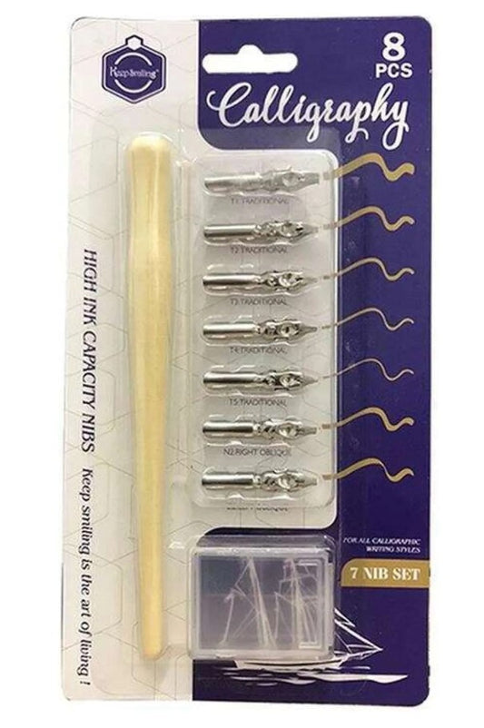 Keep Smiling Calligraphy Dip Pen 8 Pcs Set - No:E0354