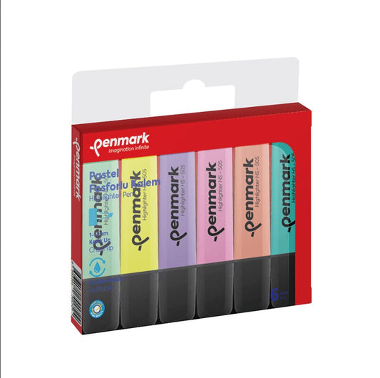 Penmark Highlighter Pen 6 Acetate Mixed Color Pastel - No:HS-505