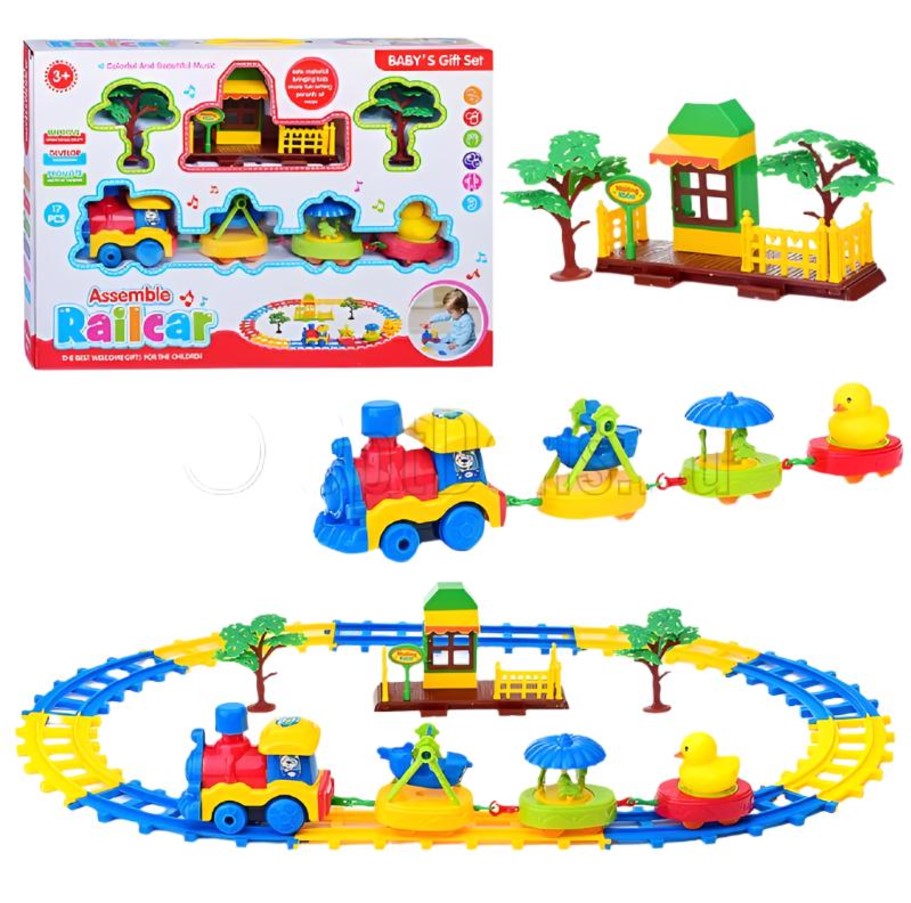 Assemble railcar with waiting room set of 17 pieces for kids - No:9991