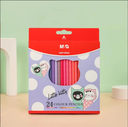 M&G Chenguang Pack of 24 Hexagonal crayons SMC Pastel colored pencil - No:AWP39809