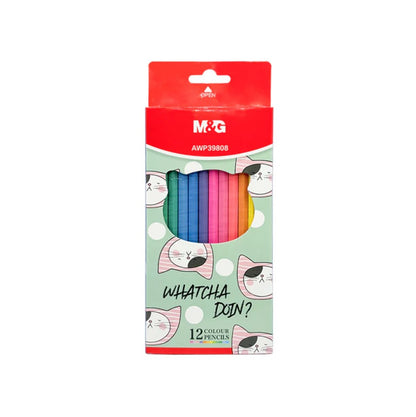M&G Chenguang Pack of 12 Hexagonal crayons SMC Pastel colored pencil - No:AWP39808