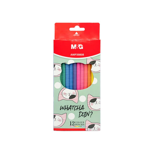 M&G Chenguang Pack of 12 Hexagonal crayons SMC Pastel colored pencil - No:AWP39808