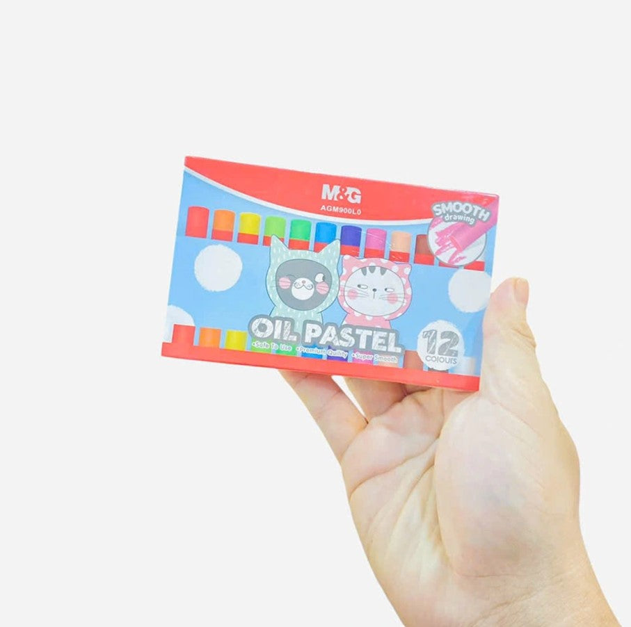 مجموعة ألوان باستيل زيتية من إم آند جي تشنغوانغ، مجموعة "قطط كثيرة" من 12 لونًا للرسم - رقم: AGM900L0