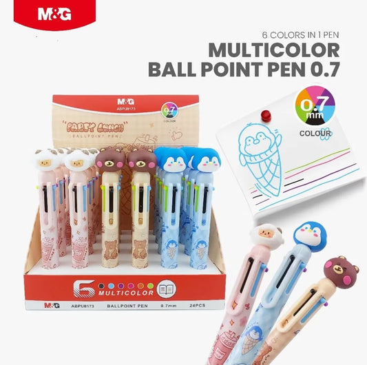 M&G Chenguang Cute Animal Design 6-in-1 Multicolor Ballpoint Pen 0.7mm - No:ABPU8173