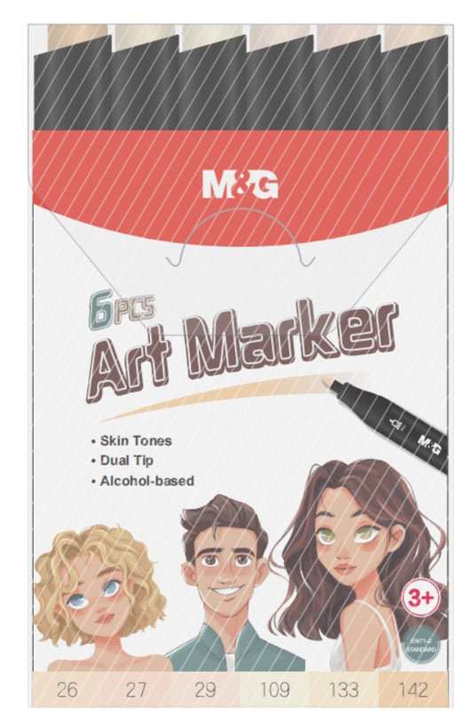 M&G Chenguang Set of 6 Skin Tone Marker set of 6 colors-Dual tip - No:APM49727