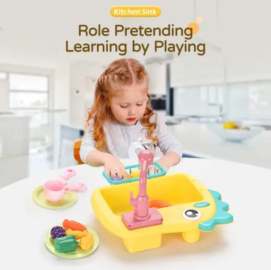 طقم حوض مطبخ بتصميم ديناصورات مع تدفق مياه أوتوماتيكي - قطعة واحدة - رقم: 6069