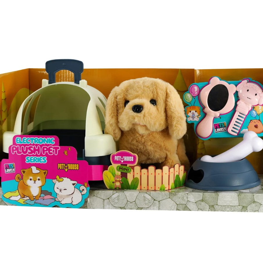 لعبة كلب إلكترونية تفاعلية ناعمة مع حامل - مجموعة حيوانات أليفة صغيرة من القطيفة - رقم: MC-1014