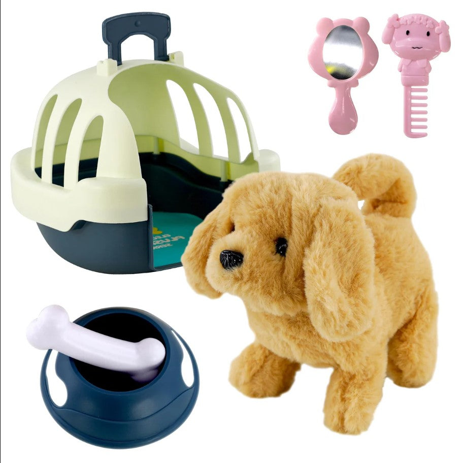 لعبة كلب إلكترونية تفاعلية ناعمة مع حامل - مجموعة حيوانات أليفة صغيرة من القطيفة - رقم: MC-1014