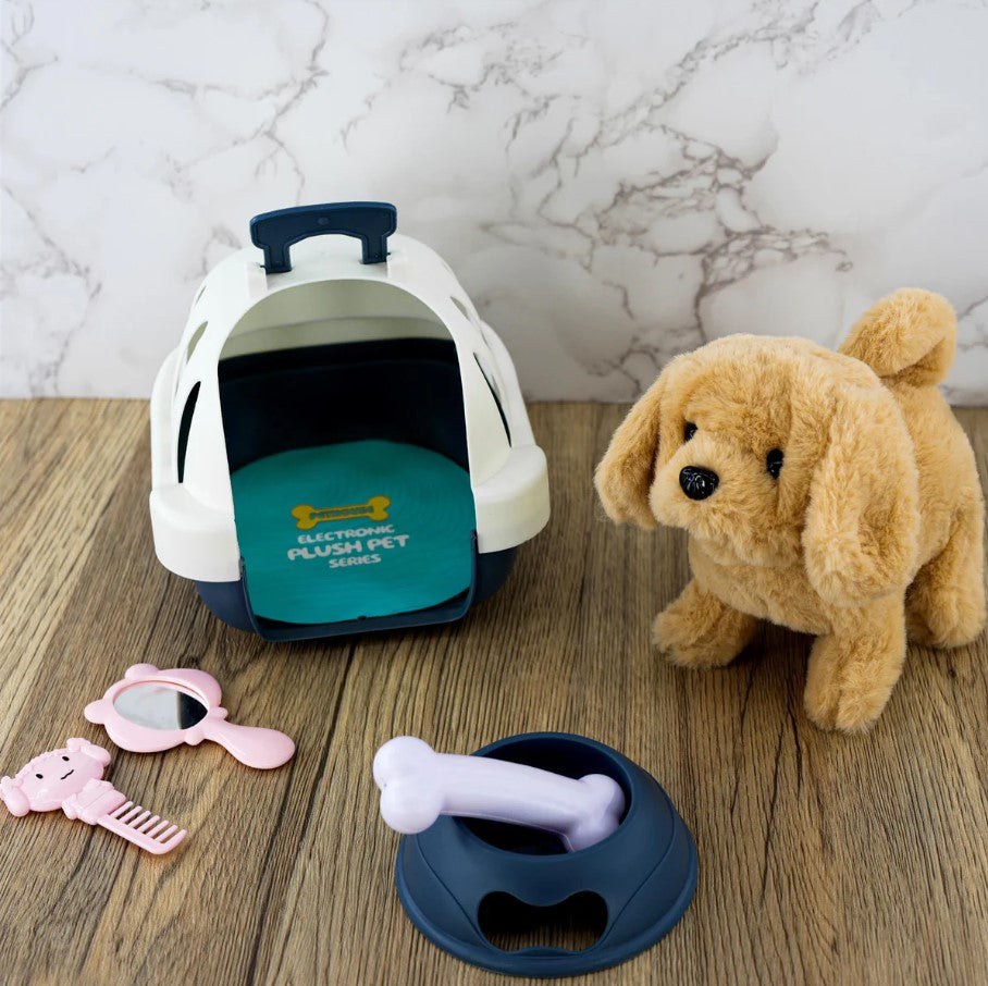 لعبة كلب إلكترونية تفاعلية ناعمة مع حامل - مجموعة حيوانات أليفة صغيرة من القطيفة - رقم: MC-1014