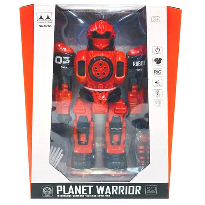روبوت بلانيت واريور للتحكم عن بعد مع صوت وضوء، طوله 34 سم - رقم: 601A