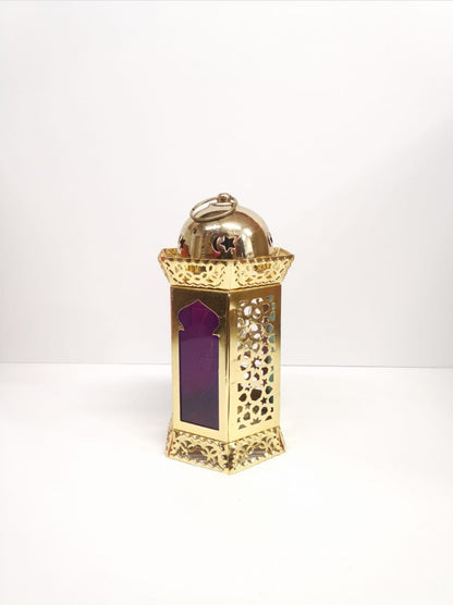 Ramadan Lantern Glass Decorative Metal - Gold - 21cm