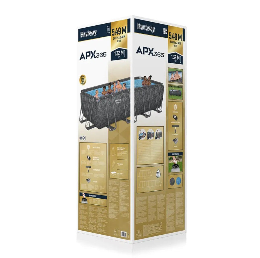 Bestway Above Ground APX 365 Rectangular Pool Set 5.49m x 2.74m x 1.32m With Sand Filter - No: 561KA