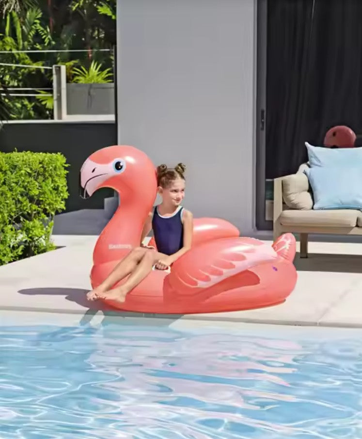 طوق نجاة قابل للنفخ على شكل فلامنجو للأطفال من بيست واي، مقاس 38 × 107 سم - رقم: 41525