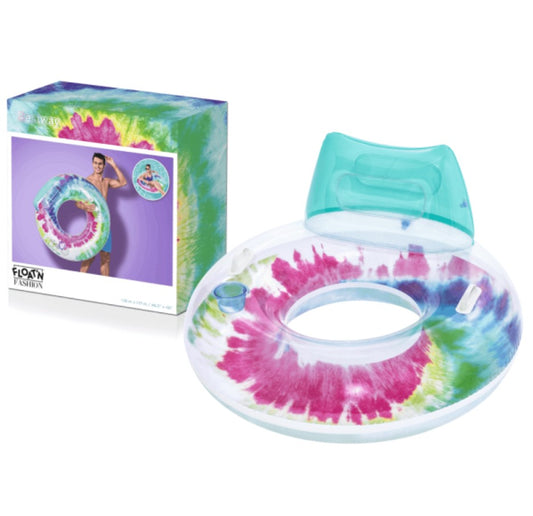 BESTWAY ARMCHAIR MATTRESS Tie Dye Deluxe Swim Ring 118 x1 17CM - No:43637