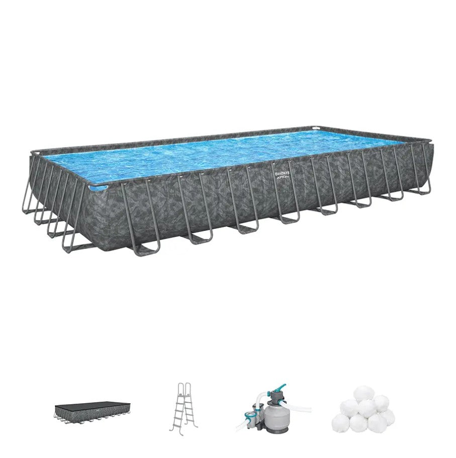 Bestway APX 365 Above Ground Swimming Rectangular Pool Set 9.56m x 4.88m x 1.32m - No: 561KJ