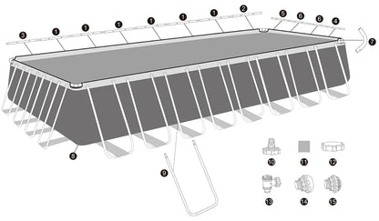 Bestway APX 365 Above Ground Swimming Rectangular Pool Set 9.56m x 4.88m x 1.32m - No: 561KJ