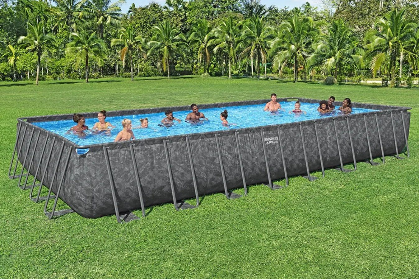 Bestway APX 365 Above Ground Swimming Rectangular Pool Set 9.56m x 4.88m x 1.32m - No: 561KJ