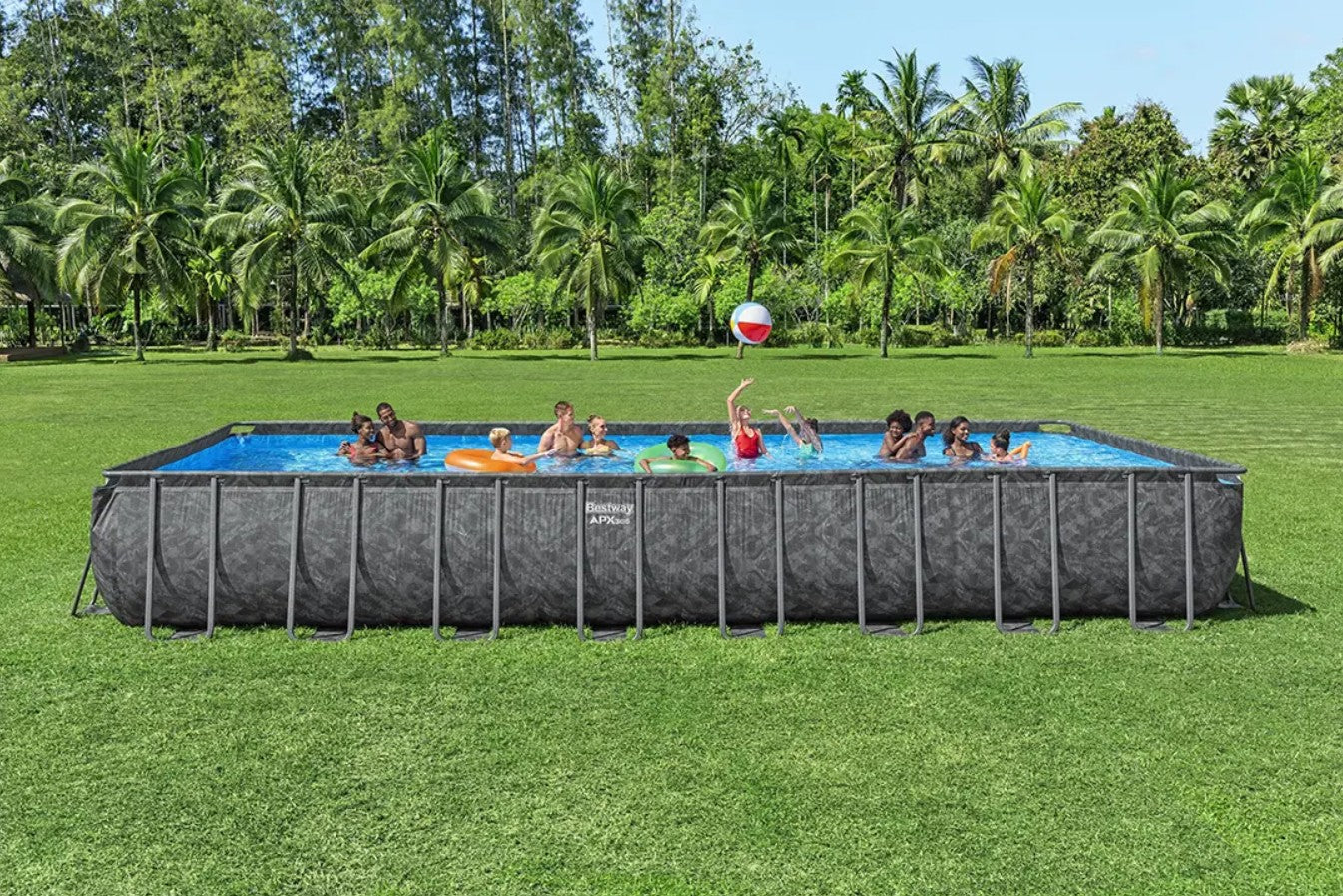 Bestway APX 365 Above Ground Swimming Rectangular Pool Set 9.56m x 4.88m x 1.32m - No: 561KJ